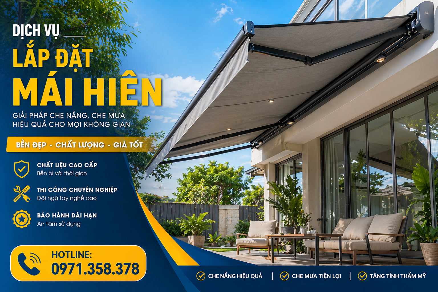 Quy Trình Thi Công Mái Hiên Di Động Tại Nghệ An Chuyên Nghiệp